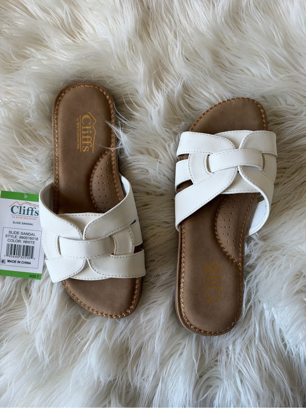 Cliffs by WHITE MOUNTAIN White Braided Slide Sandal